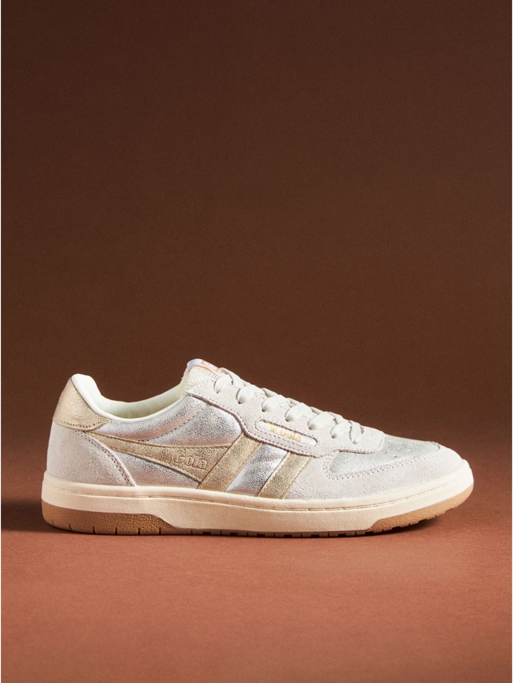 Gola Metallic Silver Suede Trainer - Silver
